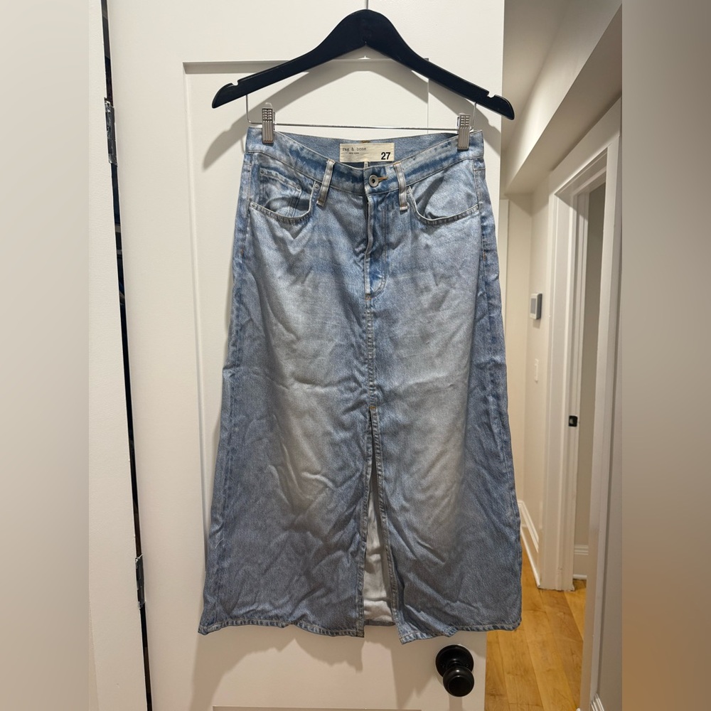 Rag & Bone Faded Blue Denim Skirt